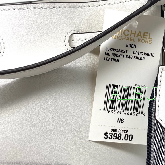 Michael Kors Medium Bucket Leathe Bag Optic White - Picture 7 of 7